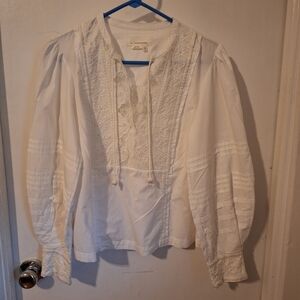 Anthropologie White Textured Blouse